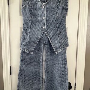 Textured Denim 2 Piece Set